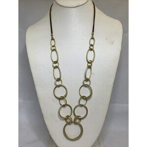 Lia Sophia Gold Tone Chunky Chain Necklace With Leather Cord (1945)